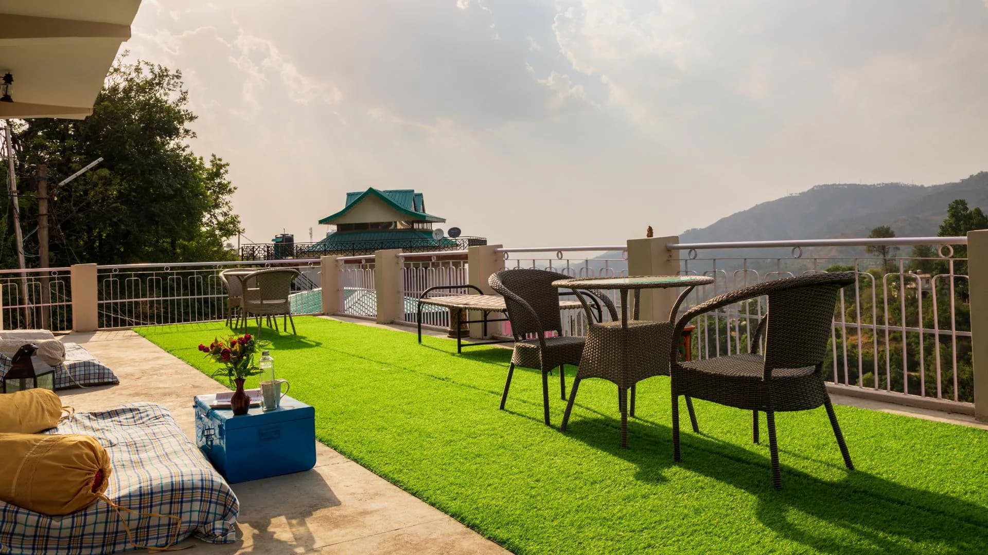 Exterior view from the terrace at Mohija Homestay in Kandaghat near Shimla