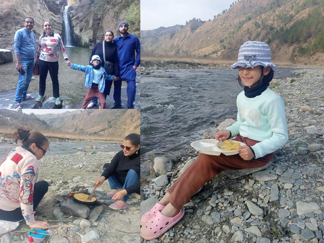 A memorable riverside picnic with friends at family at Ashwini Khud, organized by Mohija Homestay